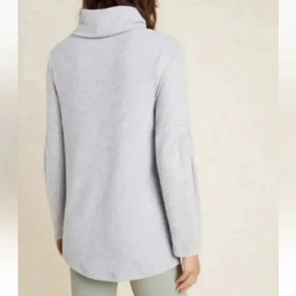 Anthropologie Saturday Sunday Gray Cream Ribbed Cowl Neck Sweater Size Small - Picture 2 of 8
